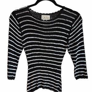 Vintage Y2K Cache Black and White Fully Beaded Striped Knit Top